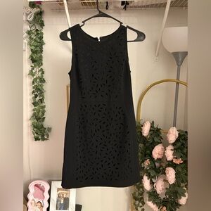 Elegant Eyelet Black Sleeveless Dress